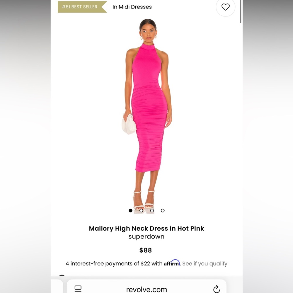 Superdown hot Pink High neck ruched body con maxi dress